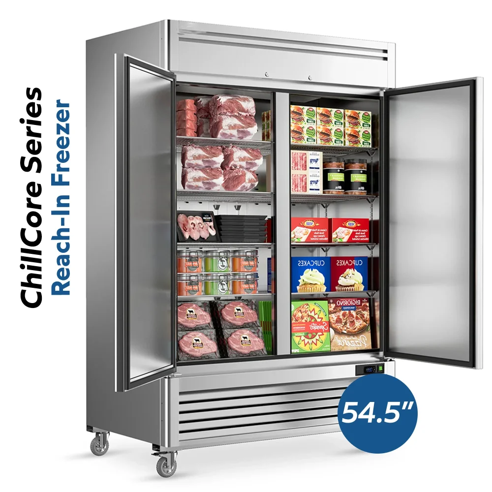 ChillCore Series 54" Reach-In Freezer, 2 Sections, Stainless Steel, 1 Year Warranty
