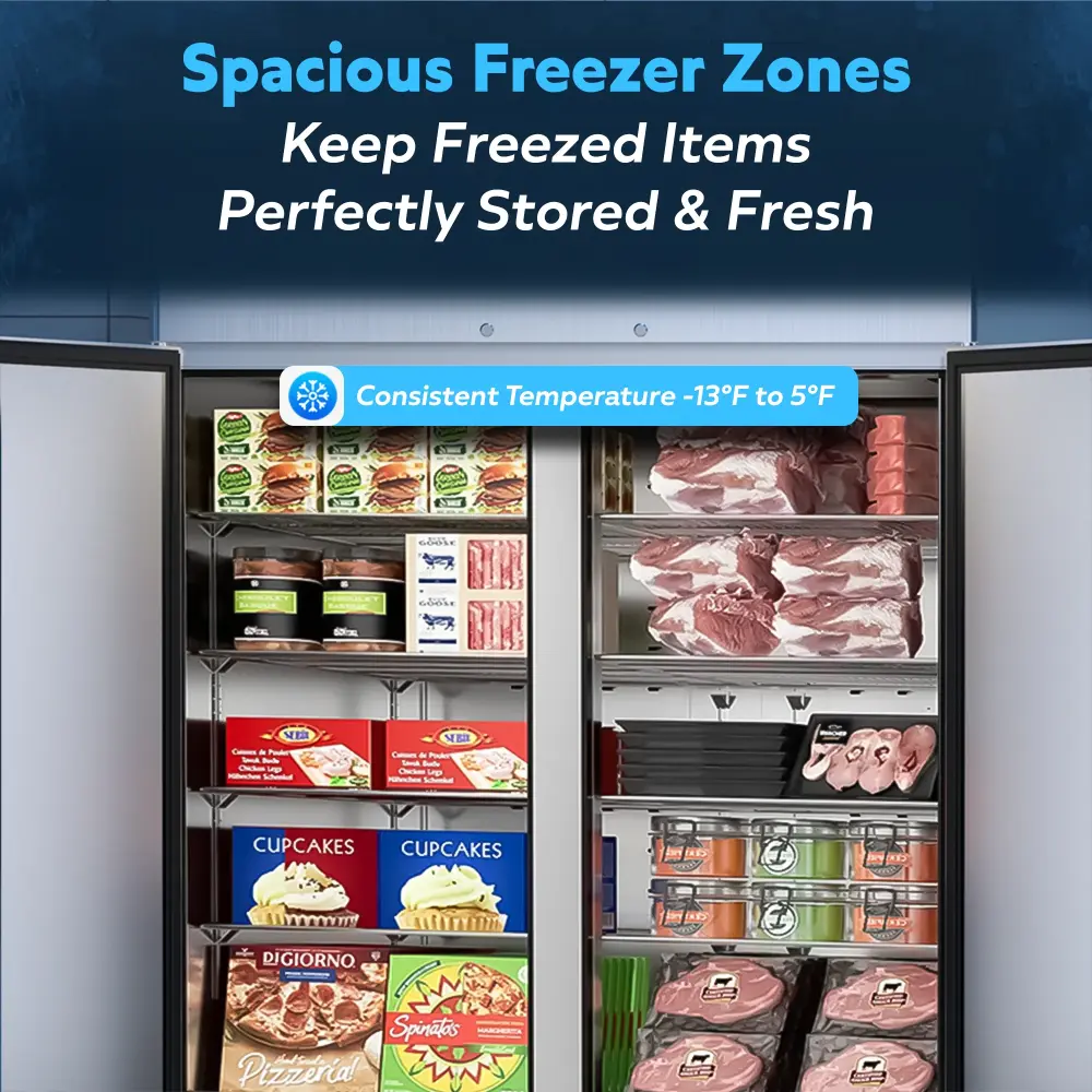ChillCore Series 54" Reach-In Freezer, 2 Sections, Stainless Steel, 1 Year Warranty