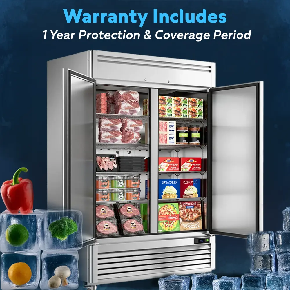 ChillCore Series 54" Reach-In Freezer, 2 Sections, Stainless Steel, 1 Year Warranty
