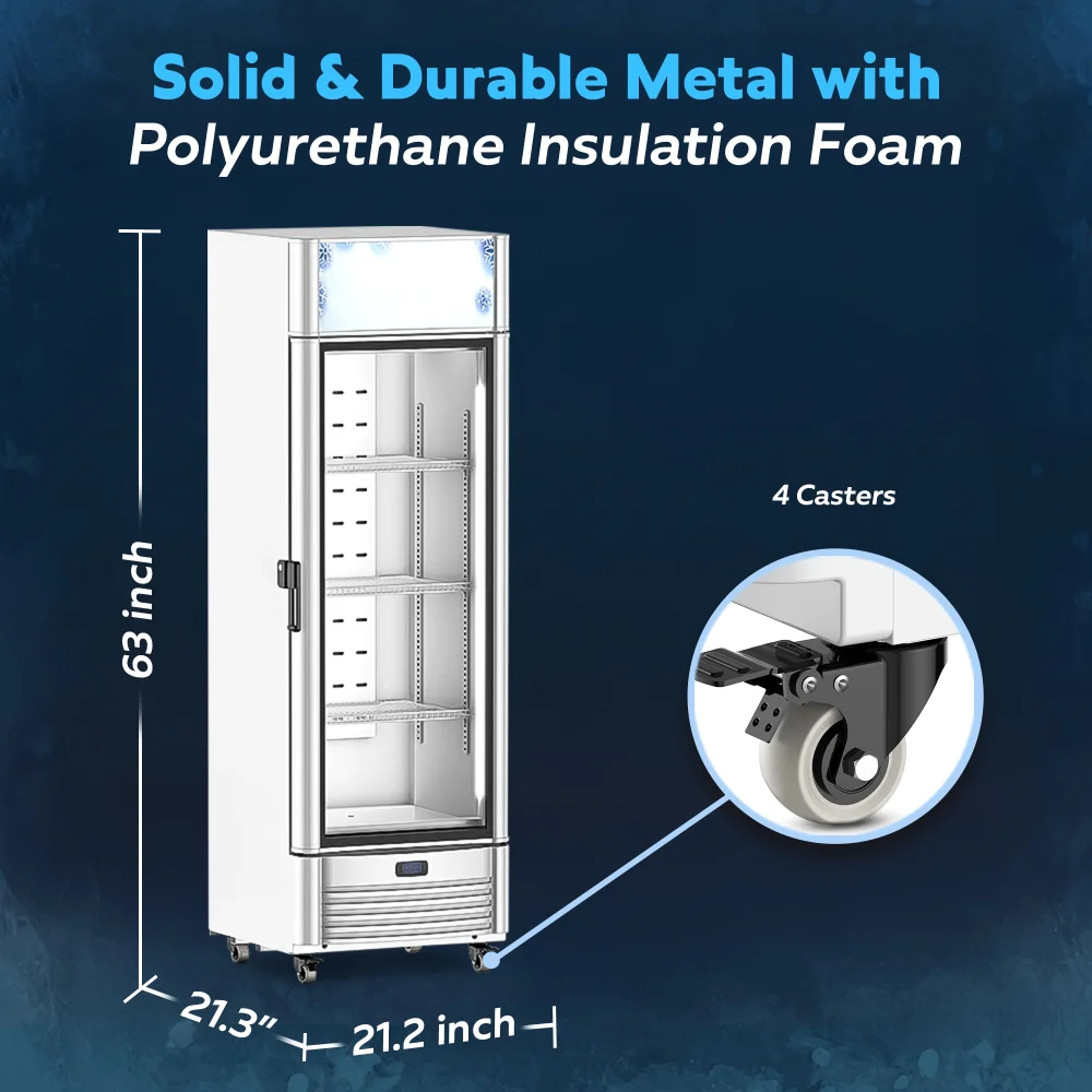 ChillCore Series 21.2" Refrigerated Glass Door Merchandiser, 1 Section, 6.5 Cu. Ft, 1 Year Warranty