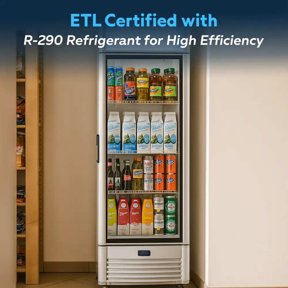 ChillCore Series 21.2" Refrigerated Glass Door Merchandiser, 1 Section, 6.5 Cu. Ft, 1 Year Warranty