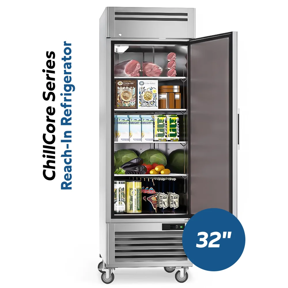 ChillCore Series 32" Reach-In Refrigerator, 1 Section, Stainless Steel, 1 Year Warranty