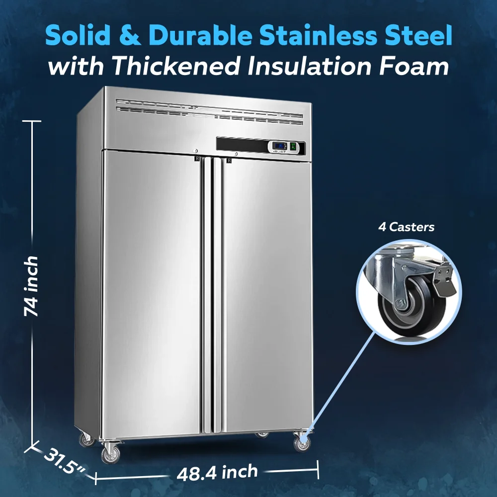 ChillCore Series 48" Reach-In Refrigerator, 2 Sections, Stainless Steel, 1 Year Warranty