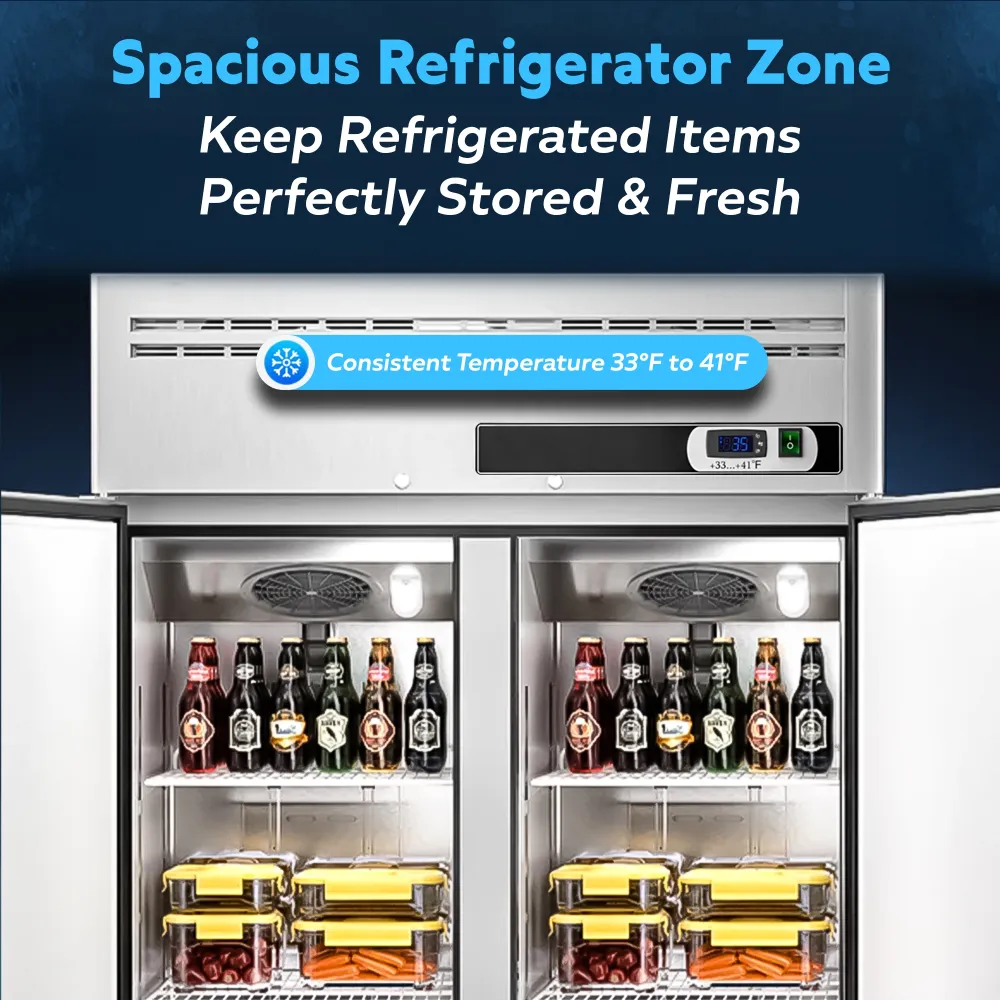 ChillCore Series 48" Reach-In Refrigerator, 2 Sections, Stainless Steel, 1 Year Warranty
