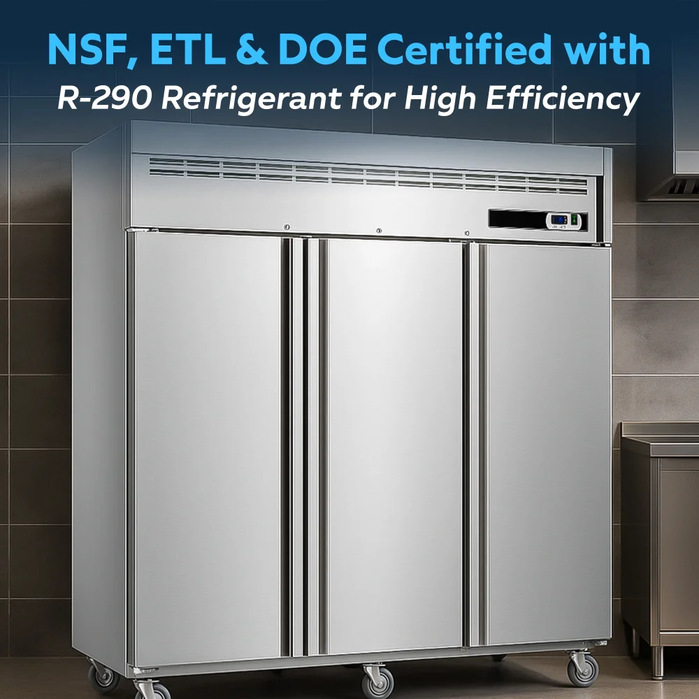 ChillCore Series 73" Reach-In Refrigerator, 3 Sections, Stainless Steel, 1 Year Warranty