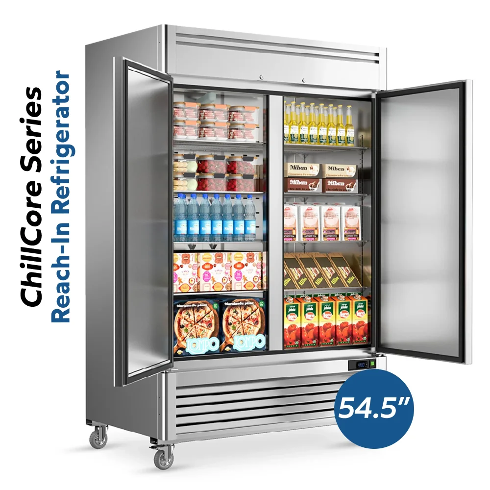 ChillCore Series 54" Reach-In Refrigerator, 2 Doors, Stainless Steel, 1 Year Warranty