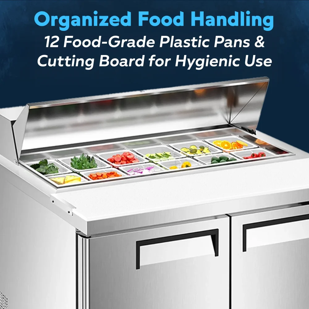 ChillCore Series 48" Refrigerated Sandwich/Salad Prep Table With 12 Pans, Stainless Steel, 1 Year Warranty