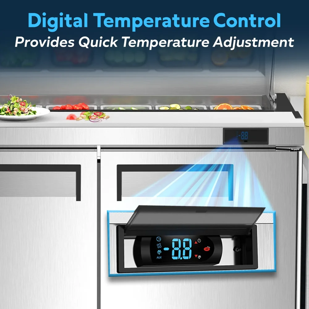 ChillCore Series 48" Refrigerated Sandwich/Salad Prep Table With 12 Pans, Stainless Steel, 1 Year Warranty