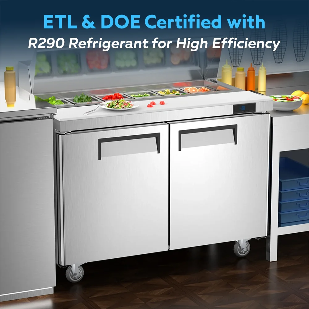 ChillCore Series 48" Refrigerated Sandwich/Salad Prep Table With 12 Pans, Stainless Steel, 1 Year Warranty