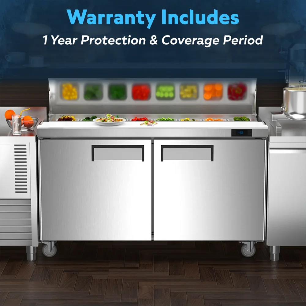 ChillCore Series 60" Refrigerated Sandwich/Salad Prep Table With 16 Pans, Stainless Steel, 1 Year Warranty