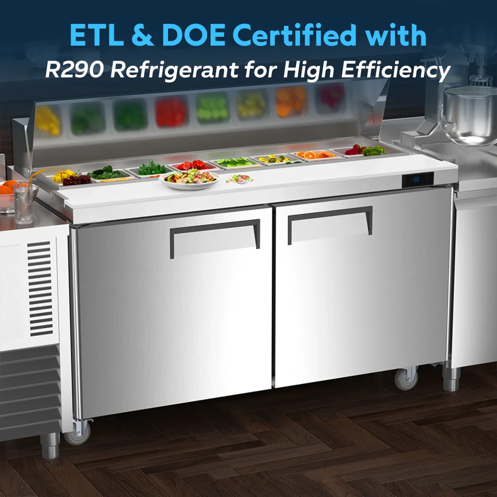 ChillCore Series 60" Refrigerated Sandwich/Salad Prep Table With 16 Pans, Stainless Steel, 1 Year Warranty