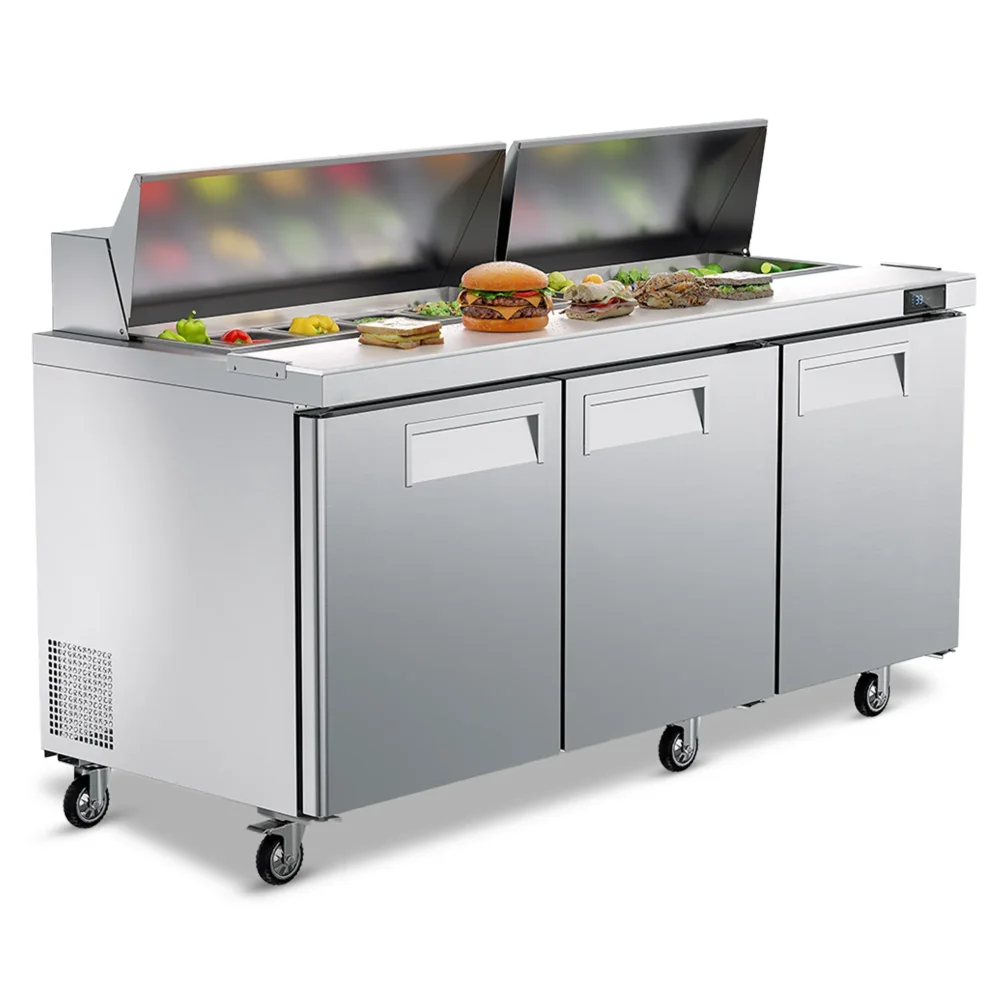 ChillCore Series 72" Refrigerated Sandwich/Salad Prep Table With 18 Pans, Stainless Steel, 1 Year Warranty