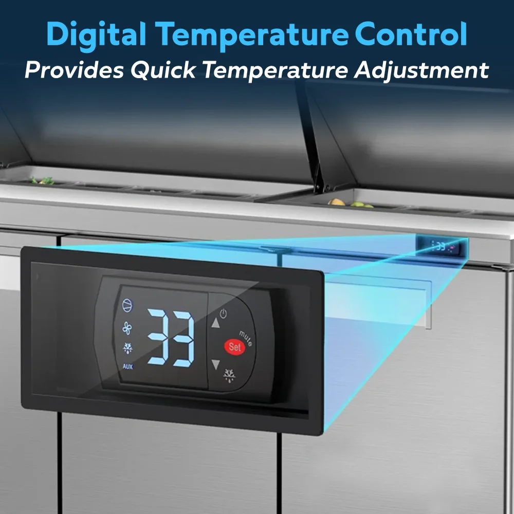 ChillCore Series 72" Refrigerated Sandwich/Salad Prep Table With 18 Pans, Stainless Steel, 1 Year Warranty