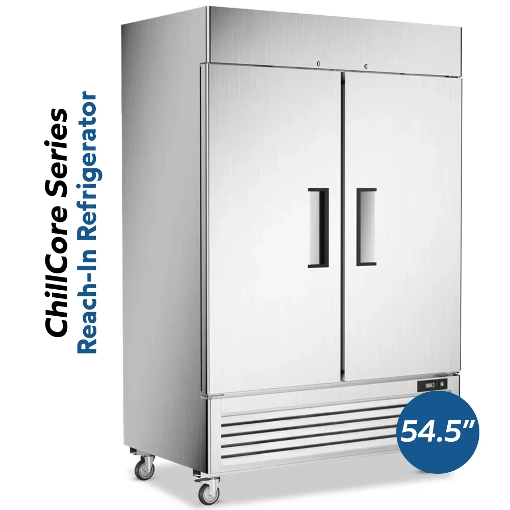 ChillCore Series 54" Solid Door Reach-in Refrigerator,  Stainless Steel, 1 Year Warranty
