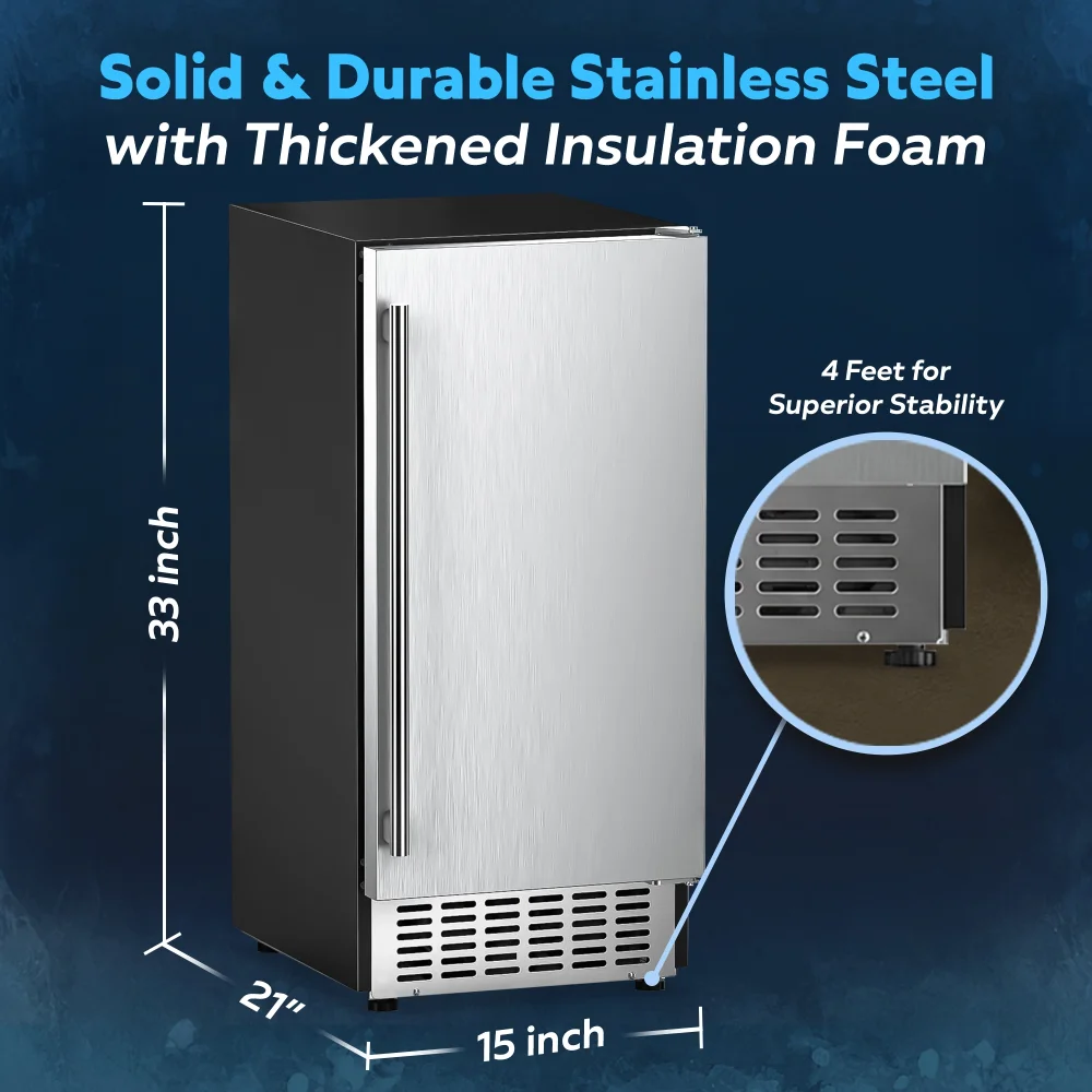 ChillCore Series 15" Undercounter Air Cooled Ice Maker With 30 lb Bin, 80 lb/day, 1 Year Warranty