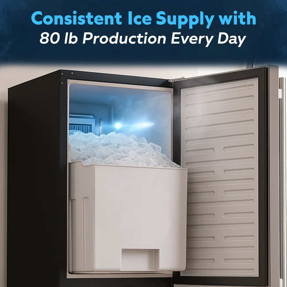ChillCore Series 15" Undercounter Air Cooled Ice Maker With 30 lb Bin, 80 lb/day, 1 Year Warranty