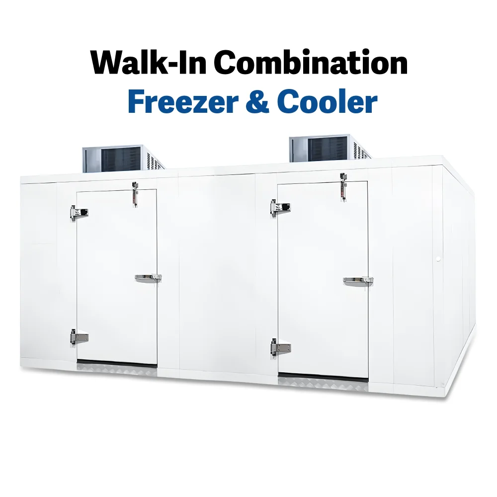PolarBox Series 10' x 10' Walk-In Cooler & Freezer Combo with Floor & Top Mounted Refrigeration