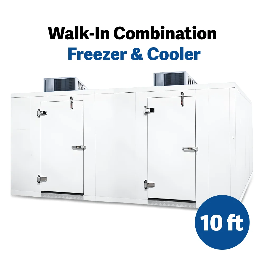PolarBox Series 6' x 10' Walk-In Cooler & Freezer Combo with Floor & Top Mounted Refrigeration
