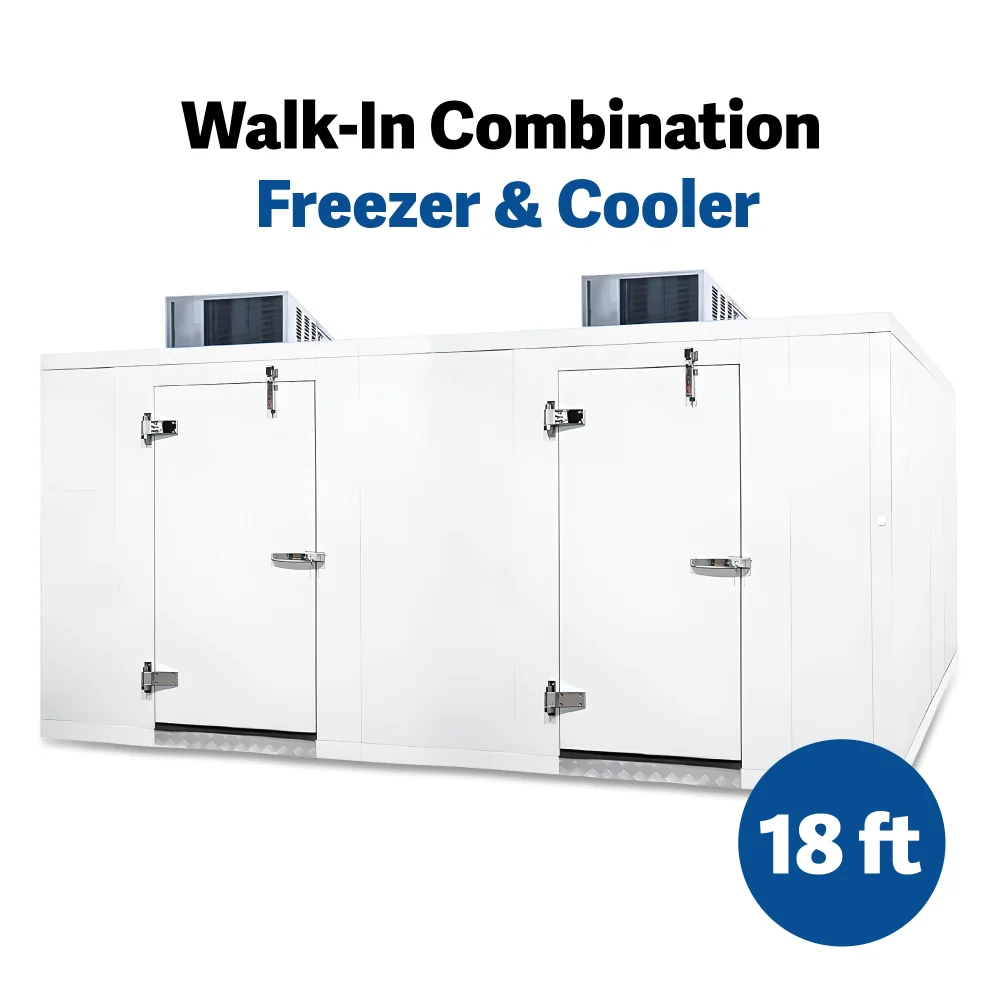 PolarBox Series 6' x 18' Walk-In Cooler & Freezer Combo with Floor & Top Mounted Refrigeration