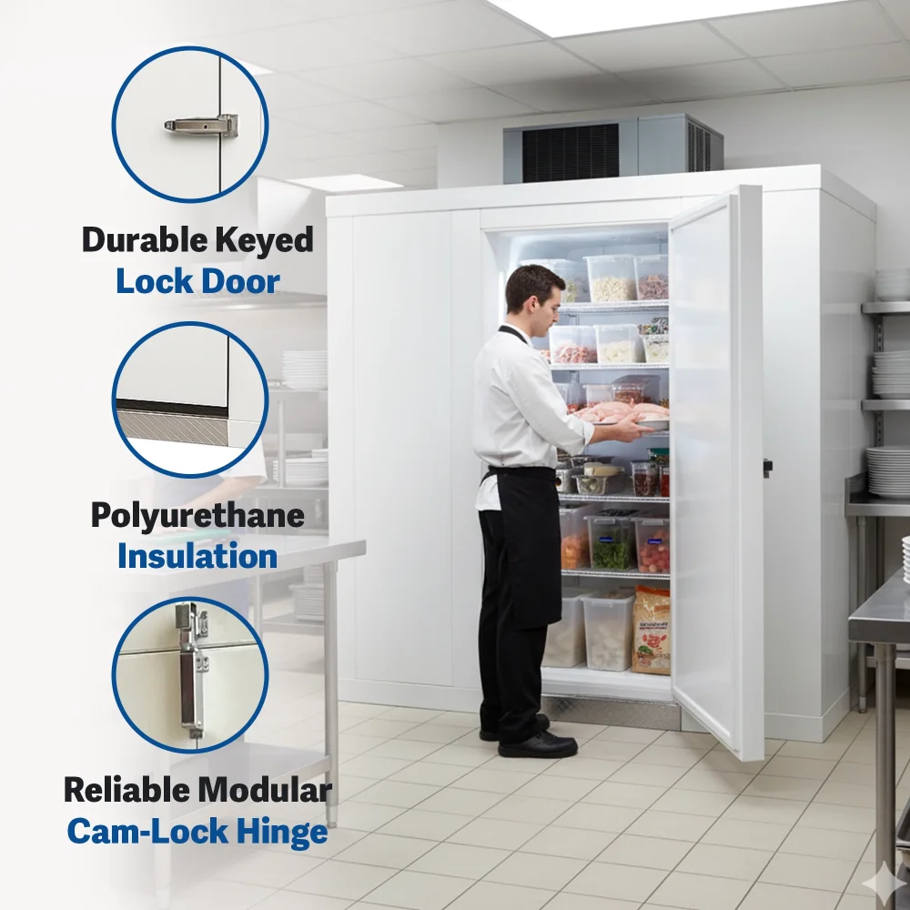 PolarBox Series 10' x 12' Quick Ship Floorless Walk-In Cooler with Top Mounted Refrigeration