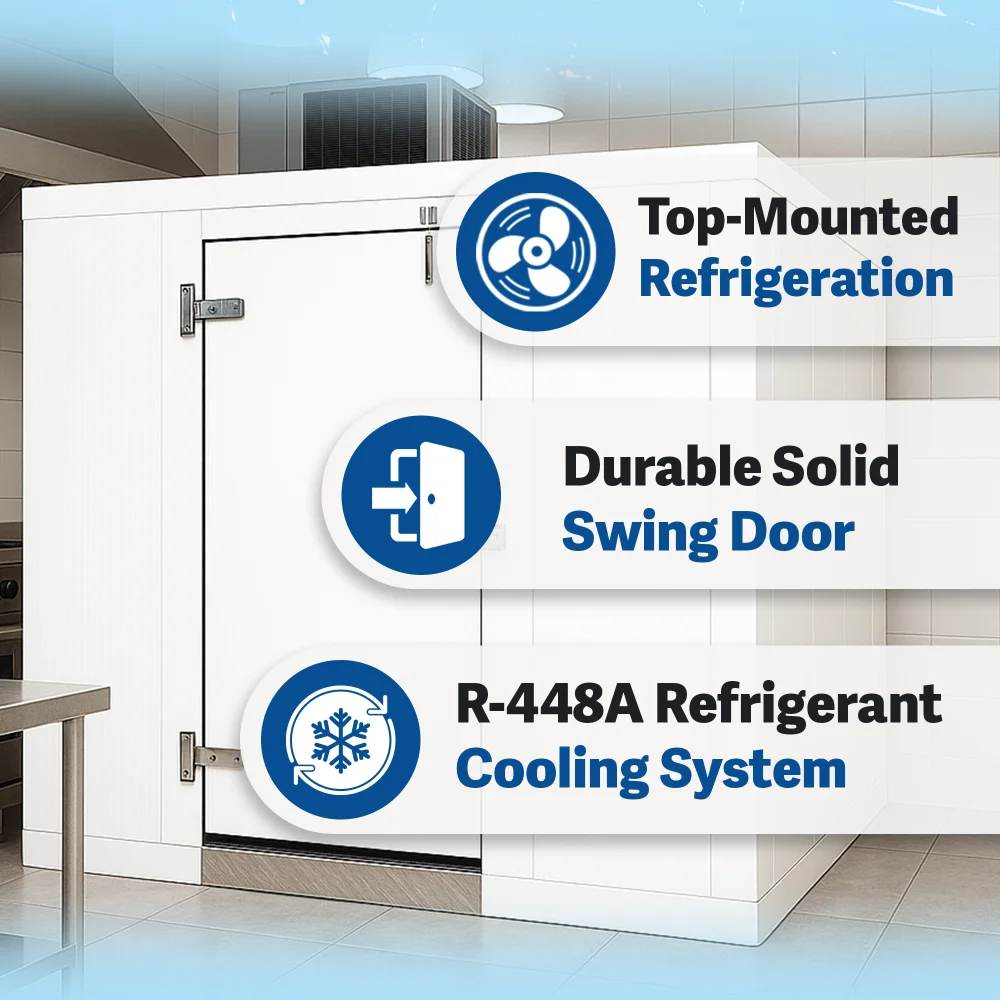 PolarBox Series 8' x 8' Quick Ship Floorless Walk-In Cooler with Top Mounted Refrigeration