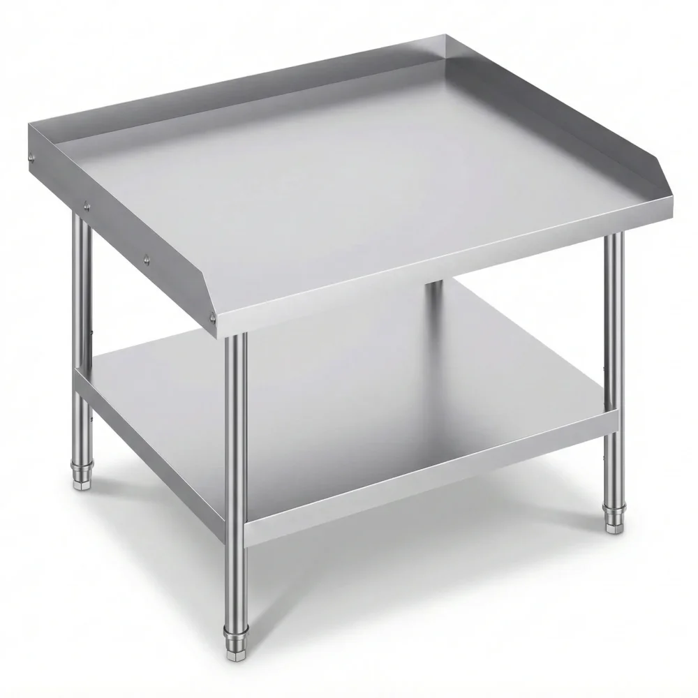 Chefpro Series Stainless Steel Undershelf Work Table with 3 Sided Backsplash, 30" x 36" x 26"