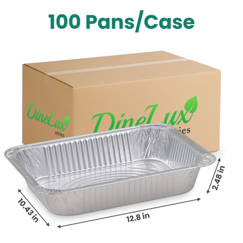 Dinelux Series Half Size Foil Steam Table Pan, 2.48" Deep, 100 Pans/Case