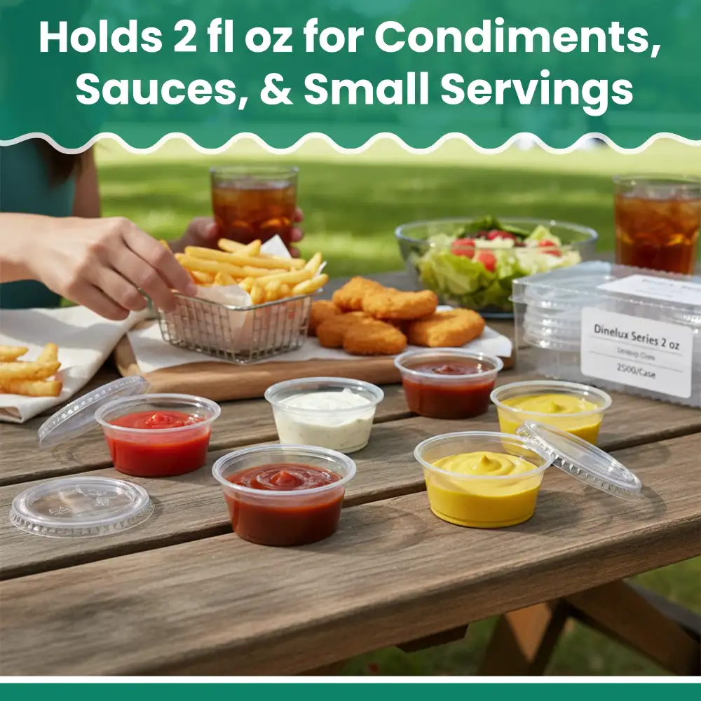 Dinelux Series 2 oz Plastic Portion Cup, Clear, 2500/Case