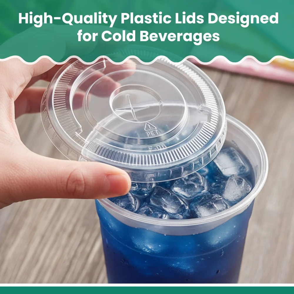 Dinelux Series Flat Lid with Straw Slot for 12oz to 24oz PET Cups, Clear, 1000/Case