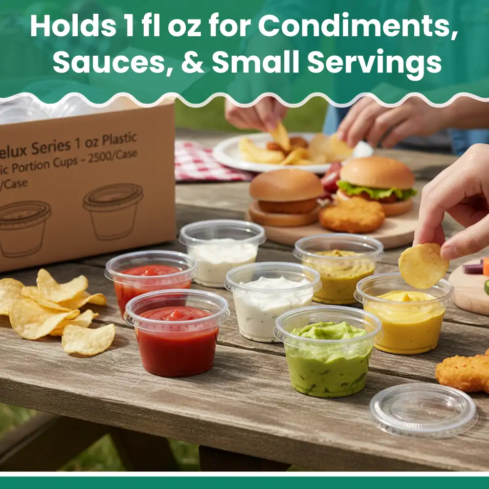 Dinelux Series 1 oz Plastic Portion Cup, Clear, 2500/Case