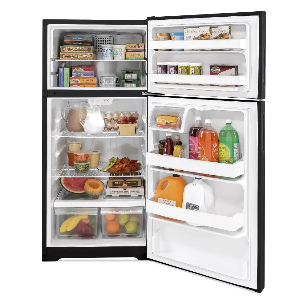 Hotpoint HPS16BTNRBB 28" Top Freezer Refrigerator, 15.6 Cu. Ft., Recessed Handle, Black