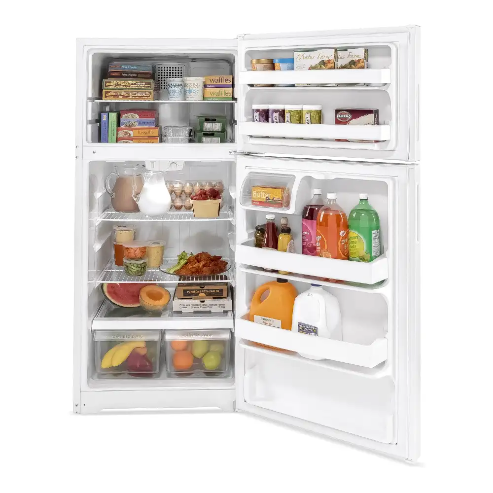 Hotpoint HPS16BTNRWW 28" Top Freezer Refrigerator, 15.6 Cu. Ft., Recessed Handle, White