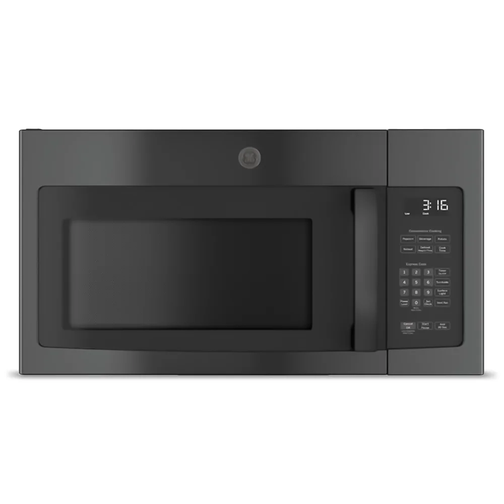 GE JNM3163DJBB 30" Over-the-Range Microwave Oven with Recirculating Venting, 1.6 Cu. Ft., Black