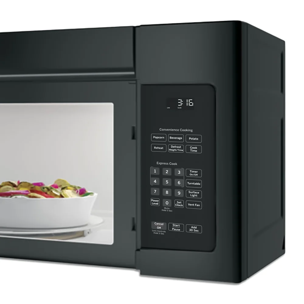 GE JNM3163DJBB 30" Over-the-Range Microwave Oven with Recirculating Venting, 1.6 Cu. Ft., Black