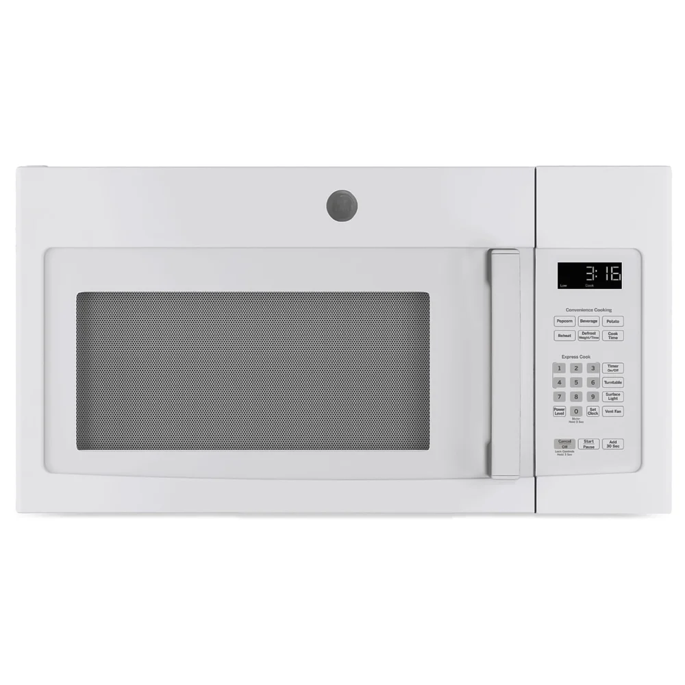 GE JNM3163DJWW 30" Over-the-Range Microwave Oven with Recirculating Venting, 1.6 Cu. Ft., White
