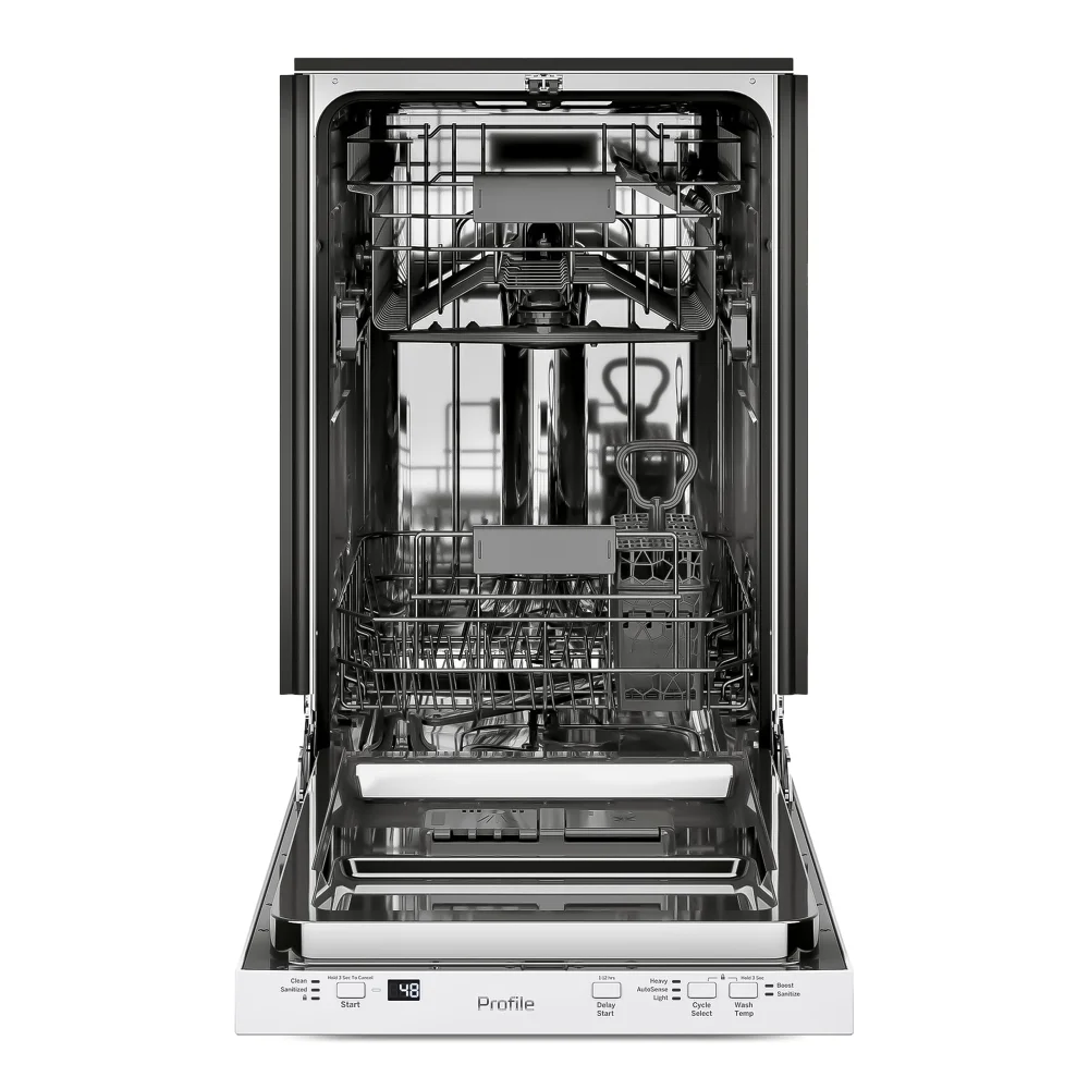 GE PDT145SGLWW 18" Dishwasher with Sanitize Cycle, ADA Compliant, Stainless Steel Interior, White