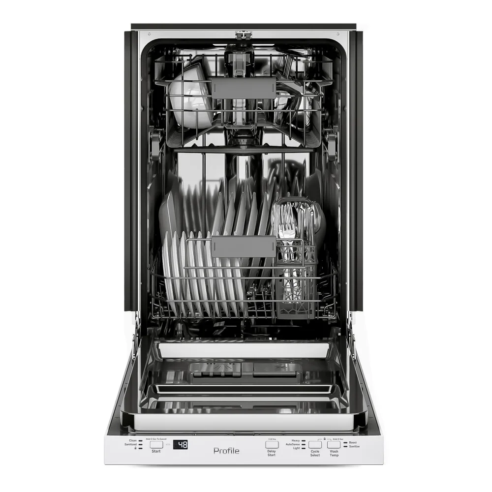 GE PDT145SGLWW 18" Dishwasher with Sanitize Cycle, ADA Compliant, Stainless Steel Interior, White