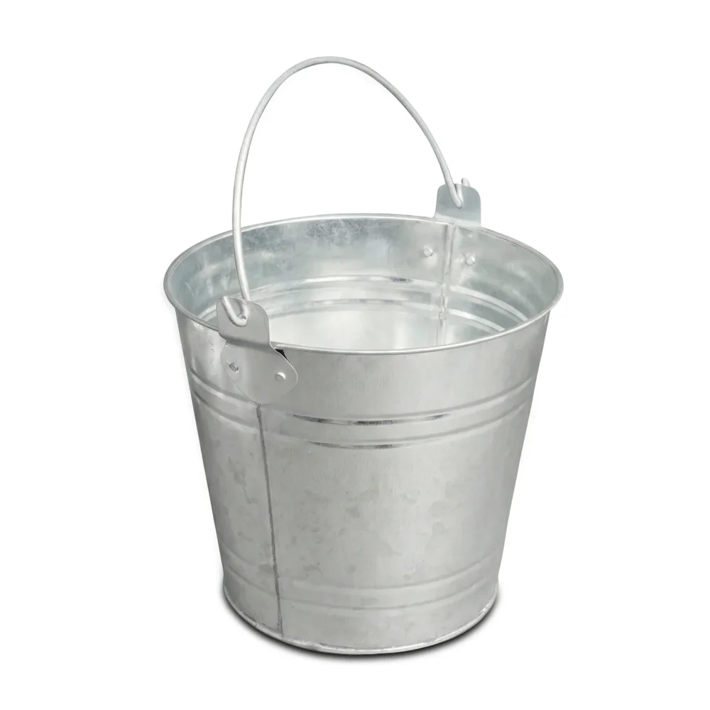 ChefCraft Series 148 oz Round Serving Pail with Handle, 8″Dia x 7"H, Tin