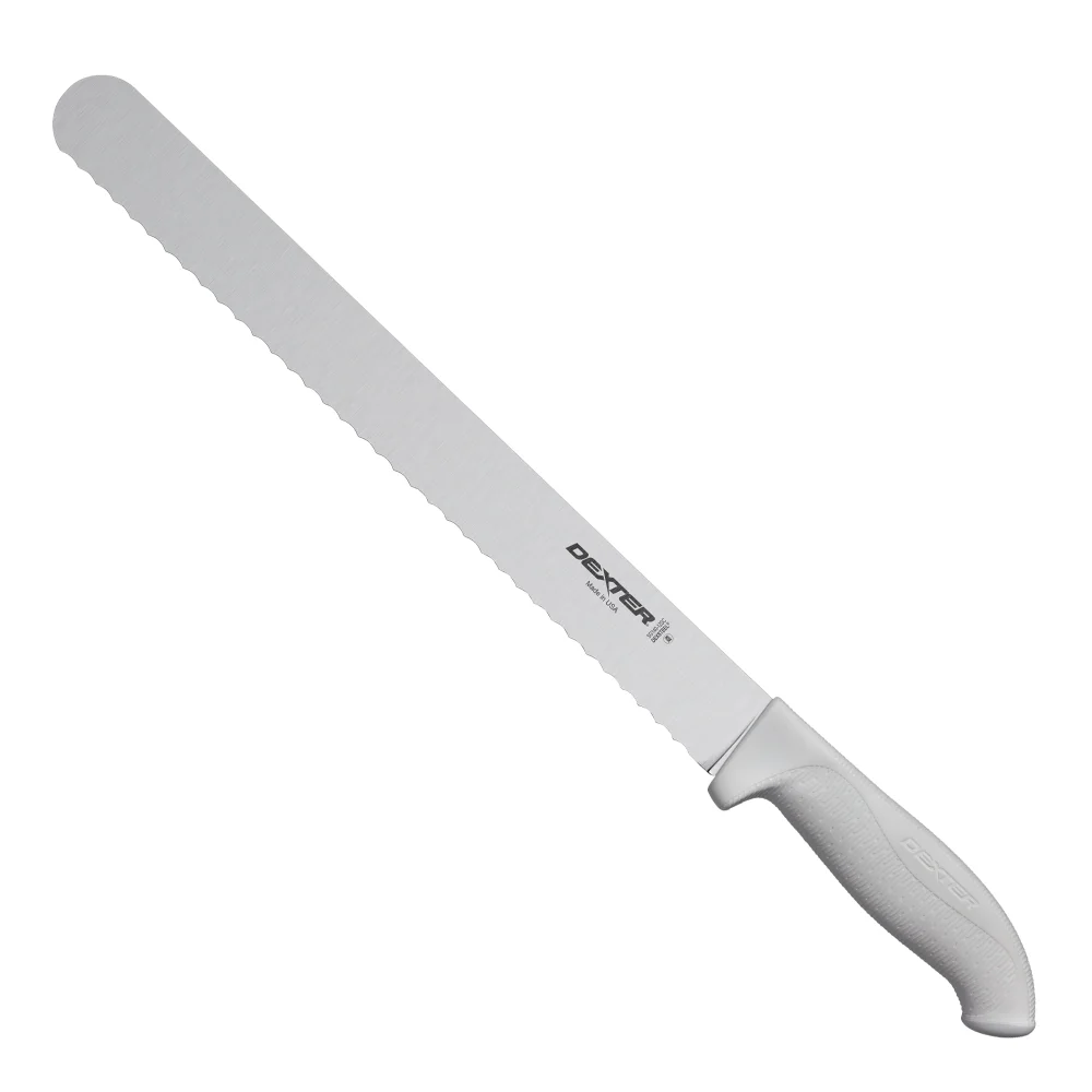 Dexter Russell S140-12SC 12" Sani-Safe Scalloped Roast Slicer with White Handle