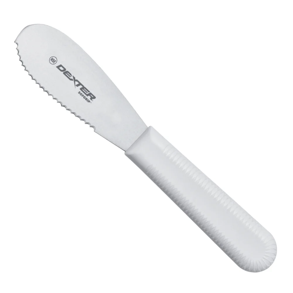 Dexter Russell S173SC Sani-Safe 3.5" Scalloped Sandwich Spreader with White Handle
