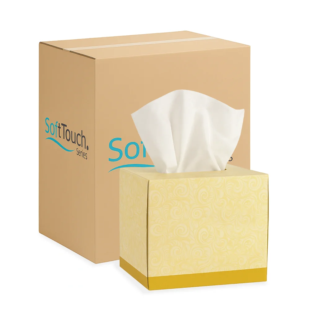 SoftTouch Series Facial Tissue Box, 8.37 x 8.07 in, 2-Ply, White, 3240/Case
