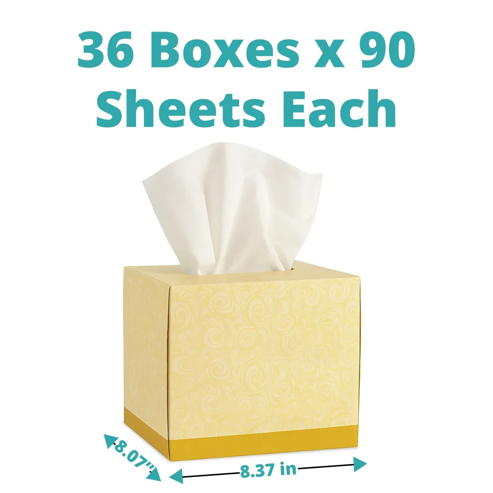 SoftTouch Series Facial Tissue Box, 8.37 x 8.07 in, 2-Ply, White, 3240/Case