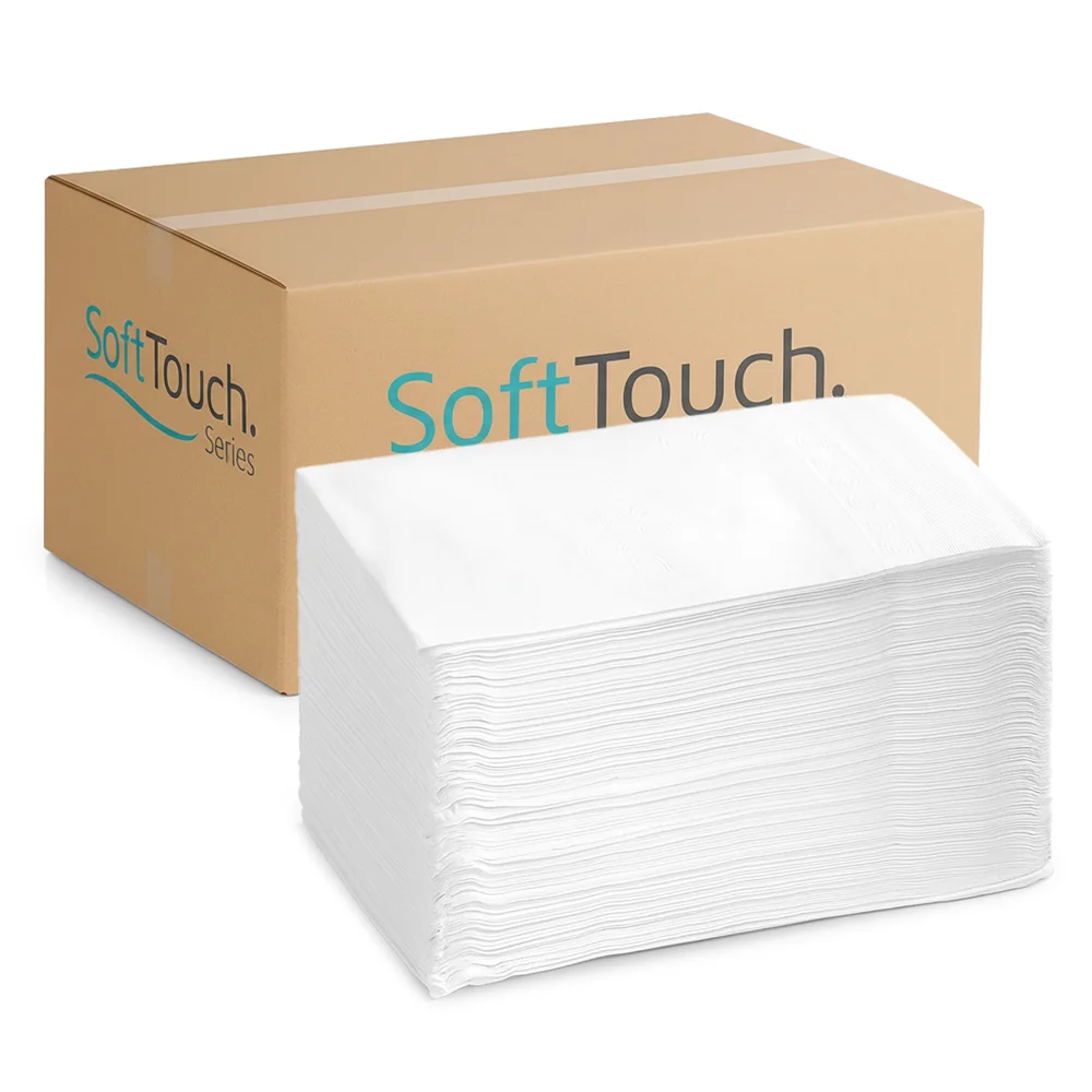SoftTouch Series 1/8 Fold Dinner Napkin, 14.2 x 16.5 in, 2-Ply, White, 3000/Case