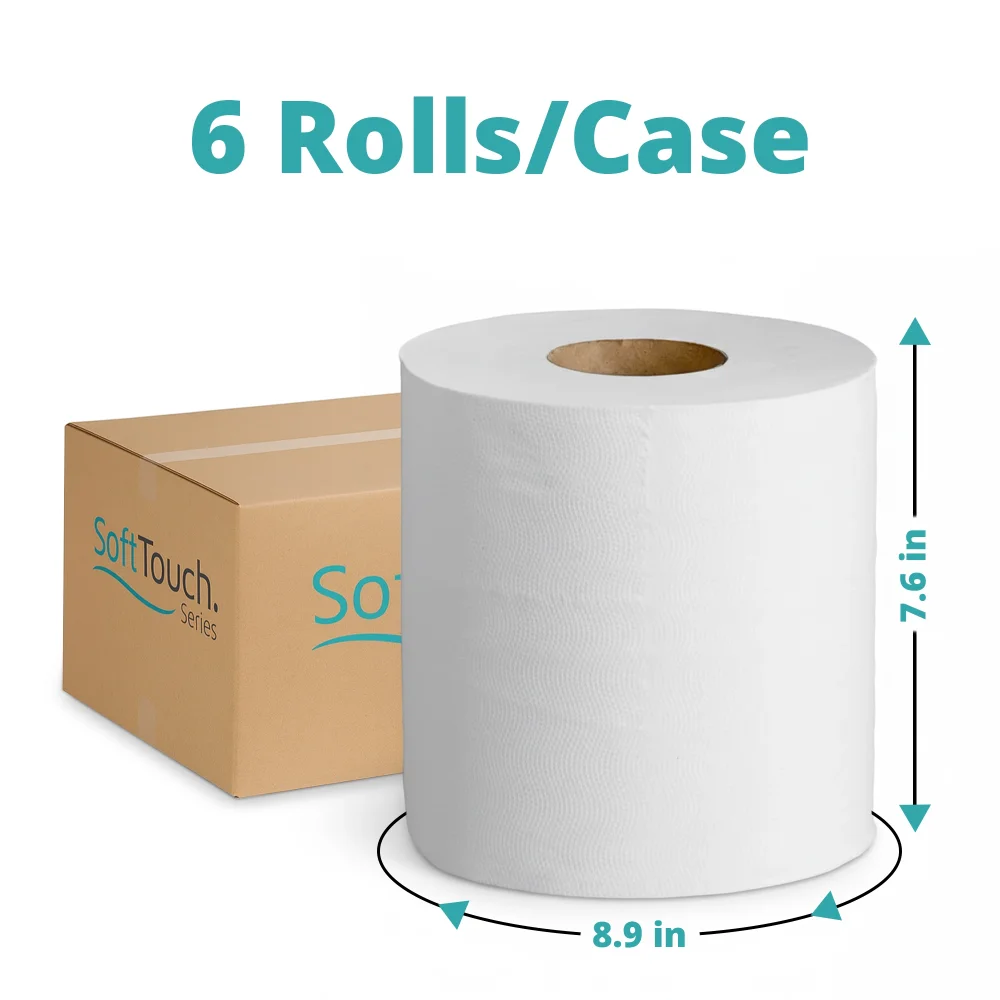 SoftTouch Series White Center Pull Virgin Towel Roll, 7.6 x 8.9 in, 2-Ply, 6 Rolls/Case
