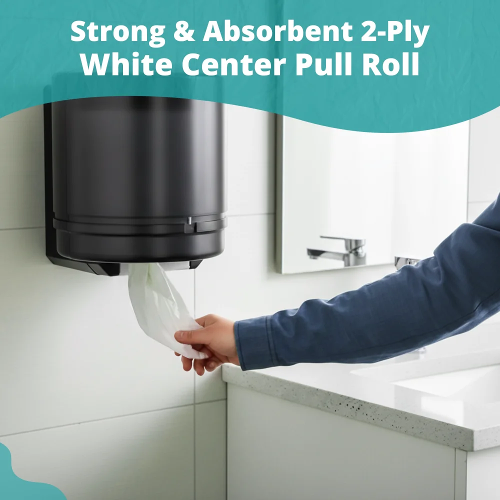 SoftTouch Series White Center Pull Virgin Towel Roll, 7.6 x 8.9 in, 2-Ply, 6 Rolls/Case