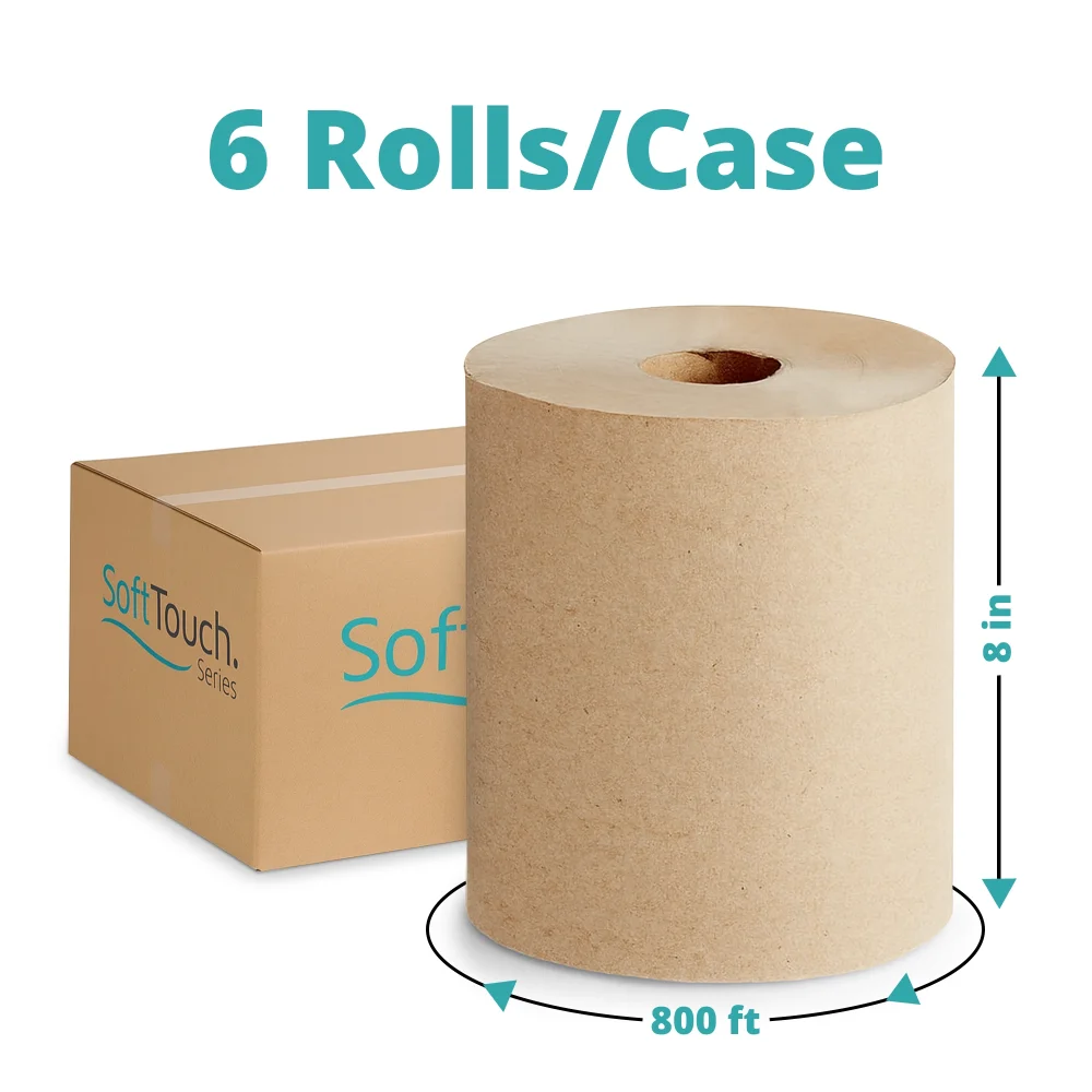 SoftTouch Series Hardwound Paper Towel Roll, 8" x 800', 6 Rolls/Case