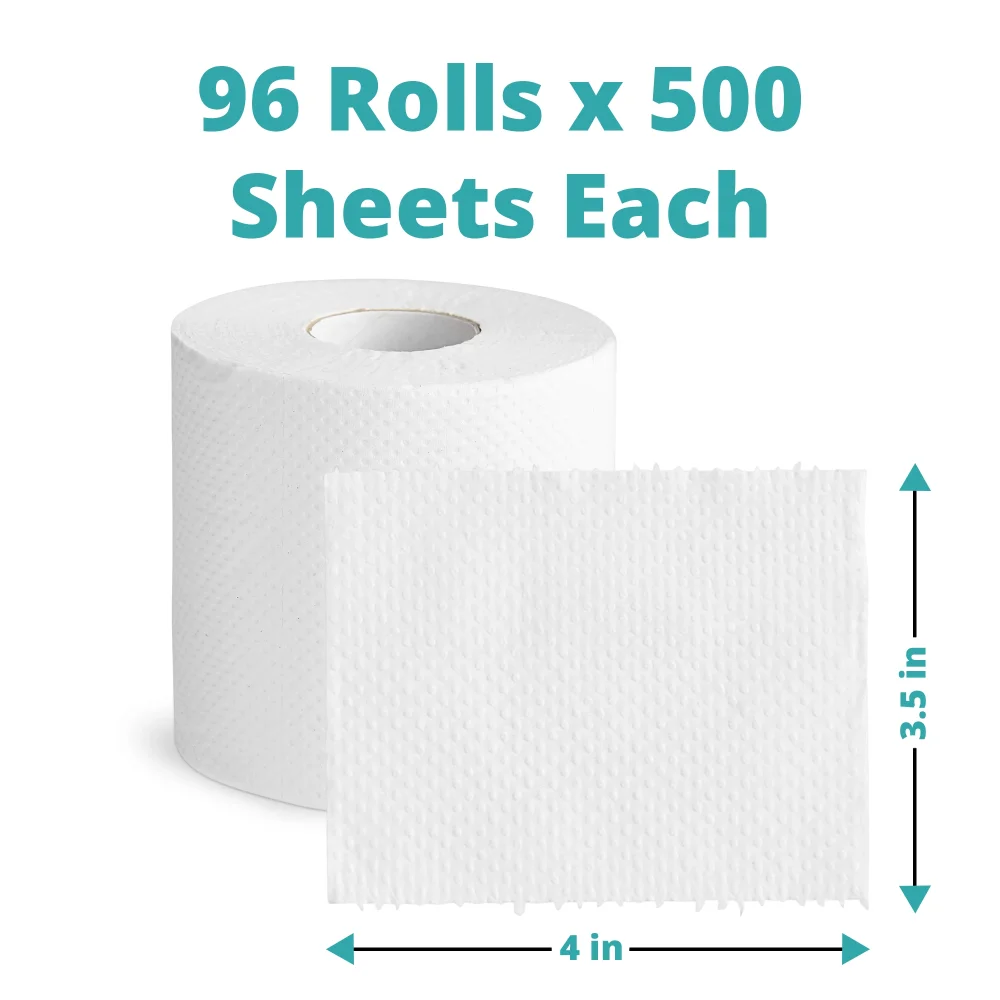 SoftTouch Series Premium Bath Tissue Roll, 4 x 3.5 in, 2-Ply, White, 500 Sheets per Roll, 96 Rolls/Case