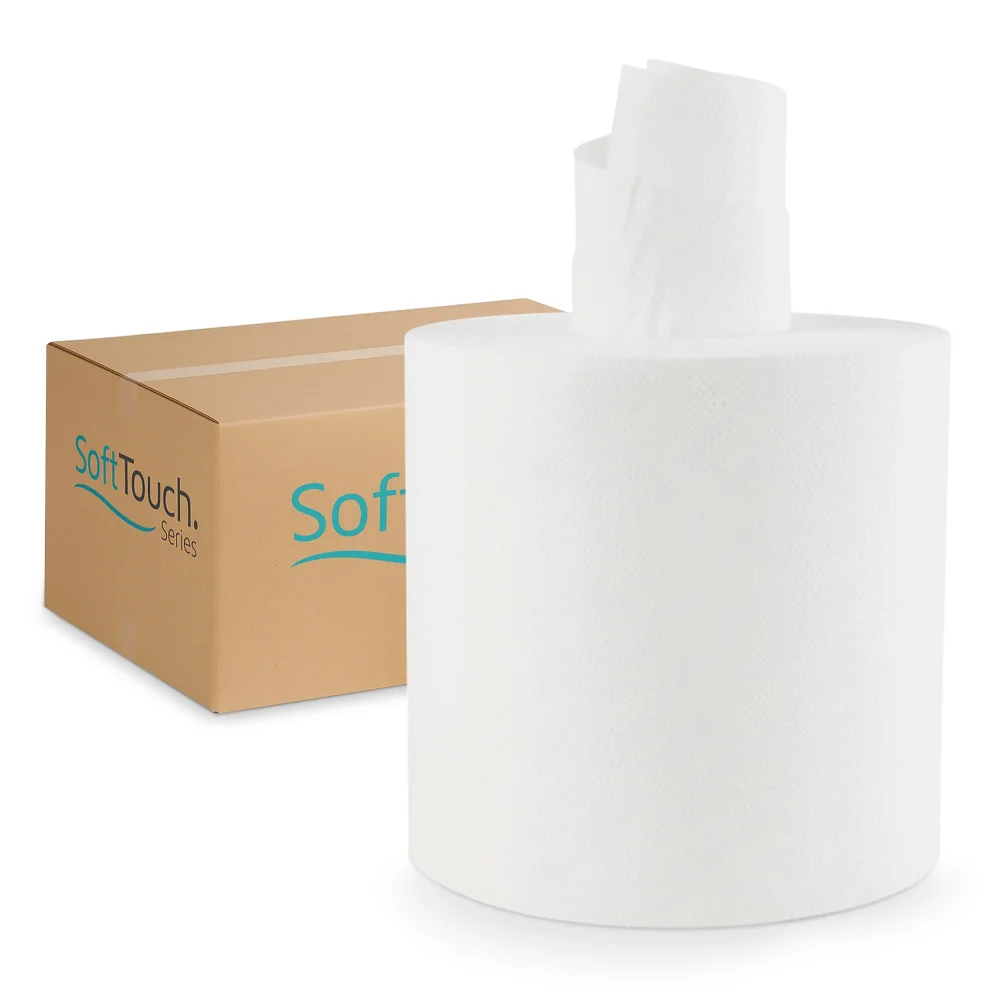 SoftTouch Series Center Pull Paper Towel, 7.6 in x 600 ft, White, 2-Ply, 3600 Sheets/Case