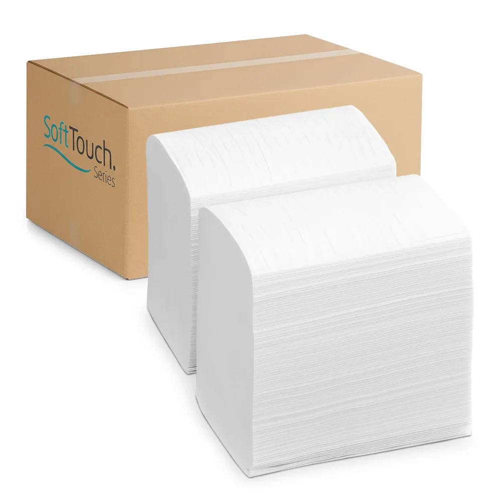 SoftTouch Series Interfolded Dispenser Napkin, 7.87 x 6.5 in, 2-Ply, White, 6000 Sheets/Case
