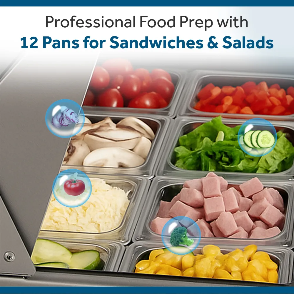True TFP-32-12M-D-2 32" Mega Top Sandwich/Salad Prep Table, Holds 12 Pans, 7 Year Warranty